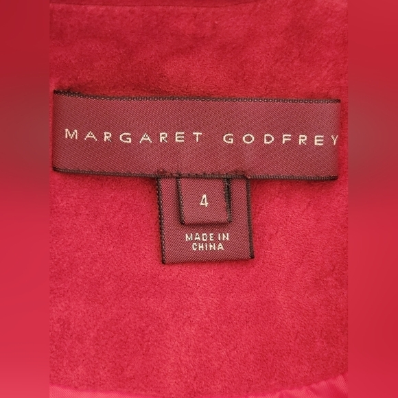 Vintage Suede Leather Margaret Godfrey Short Red Blazer Coat-Size 4 - Picture 12 of 15
